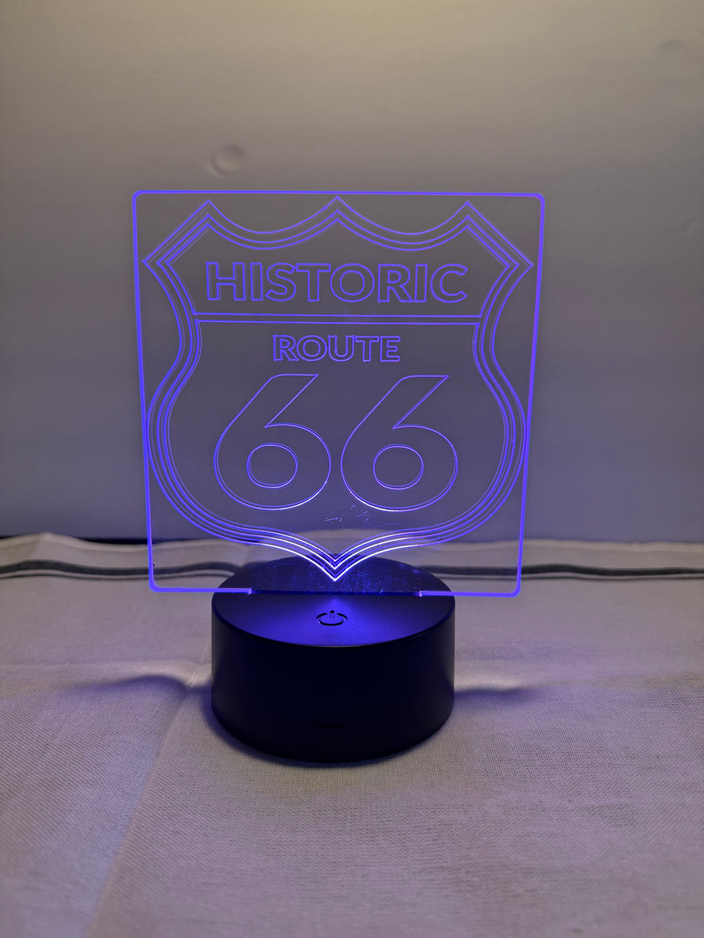Route 66 Customized Laser Engraved Acrylic LED (16 color) Light