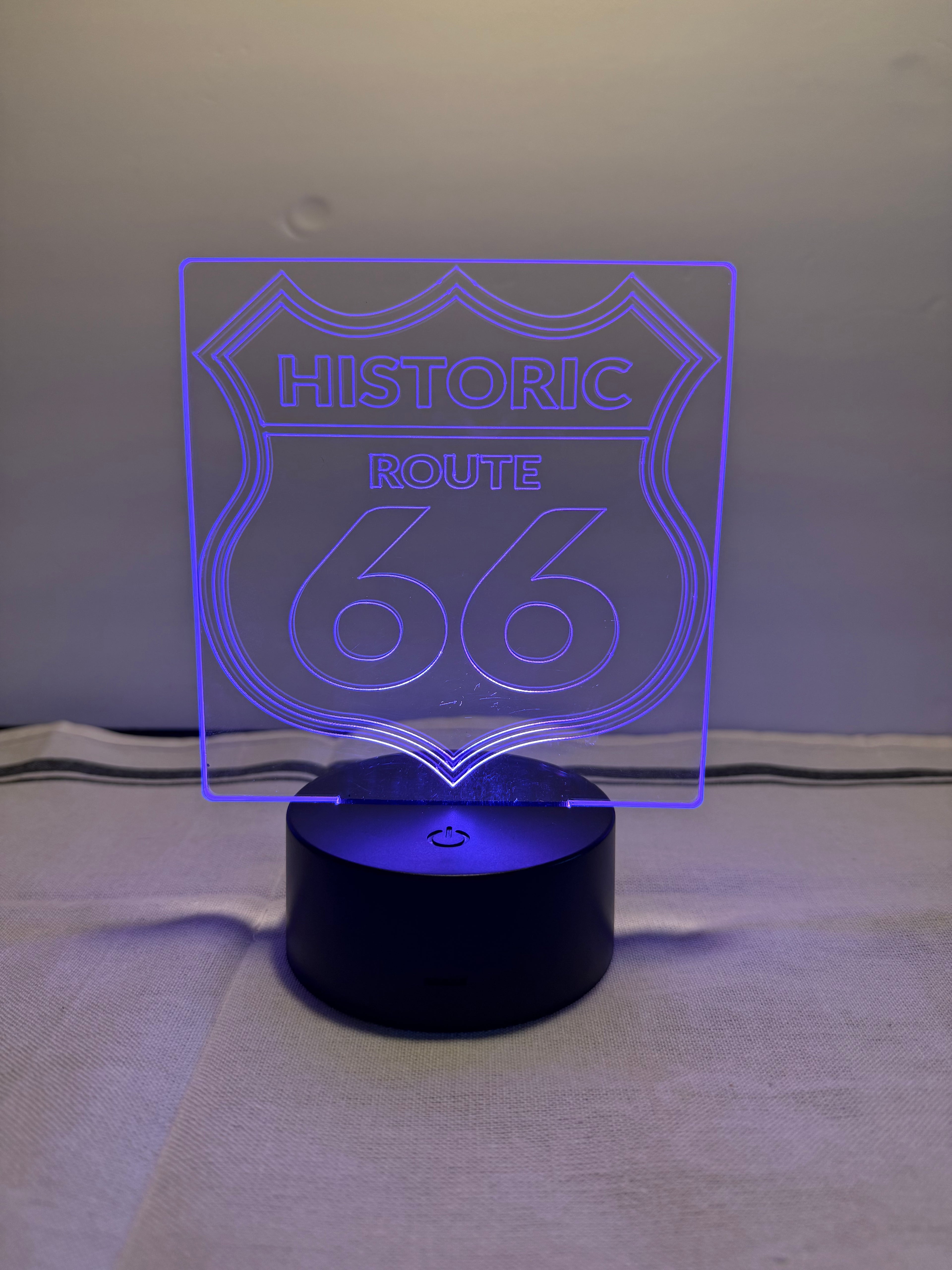 Route 66 Customized Laser Engraved Acrylic LED (16 color) Light