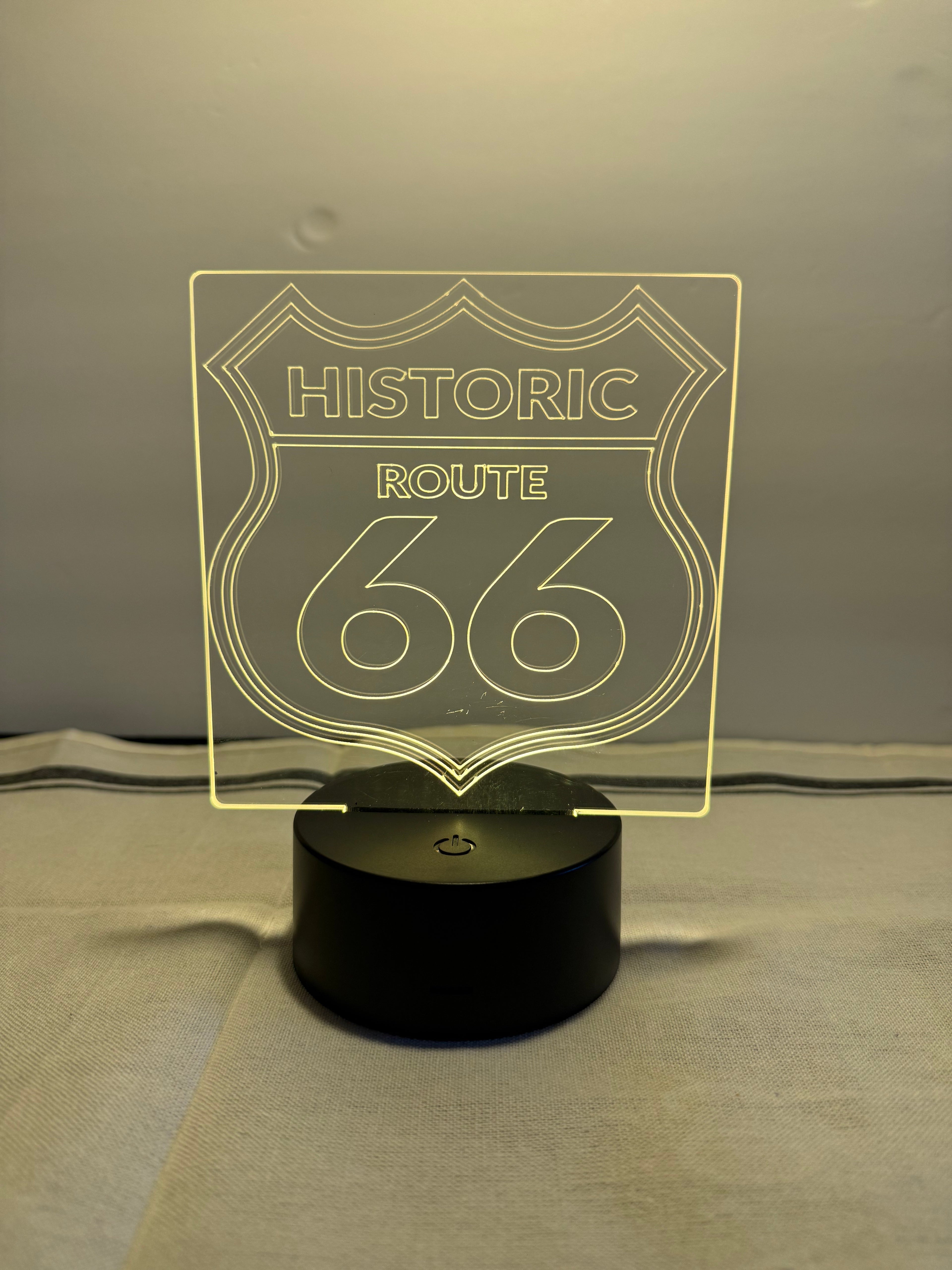 Route 66 Customized Laser Engraved Acrylic LED (16 color) Light
