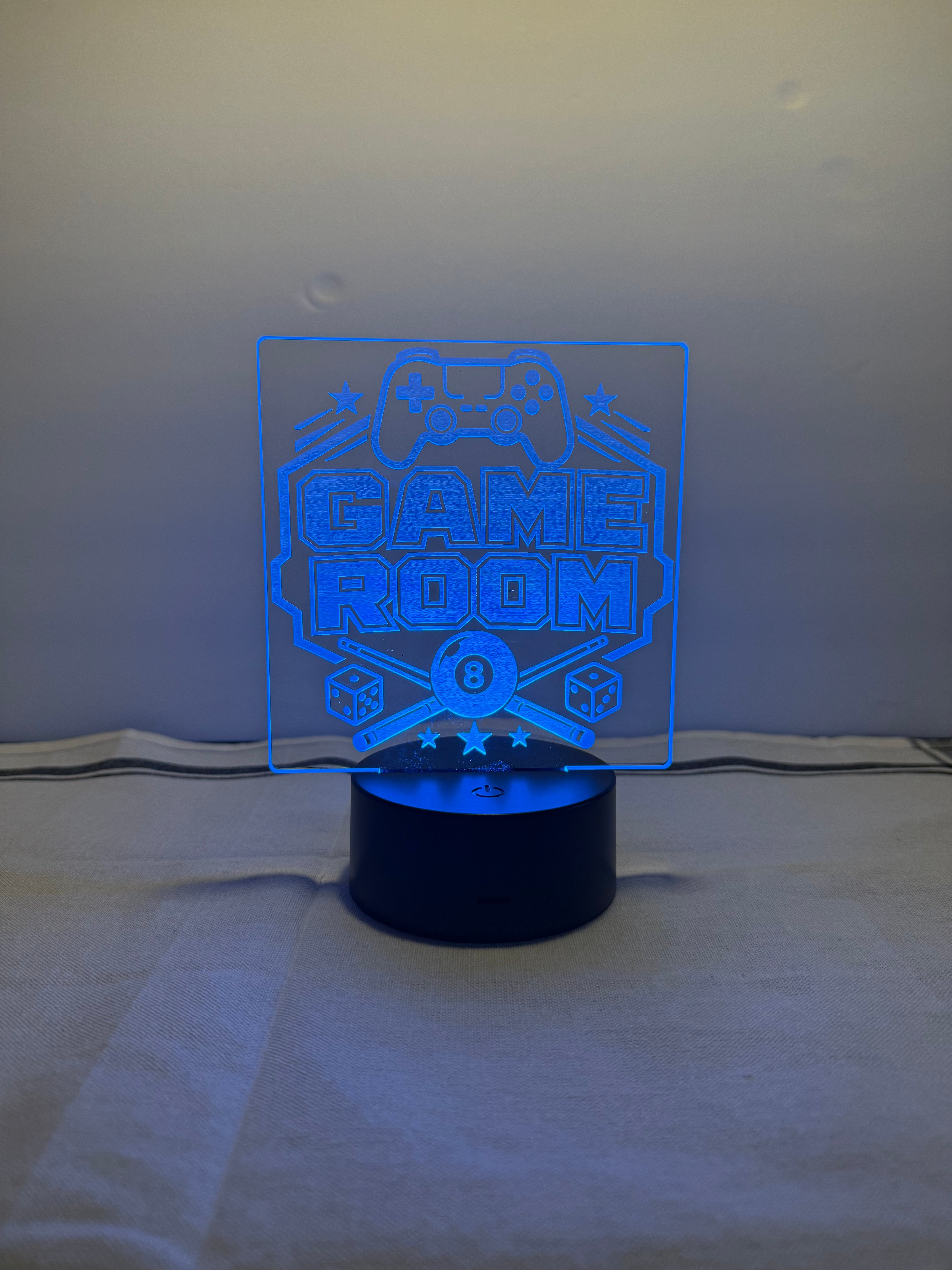 Game Room Customized Laser Engraved Acrylic LED (16 color) Light