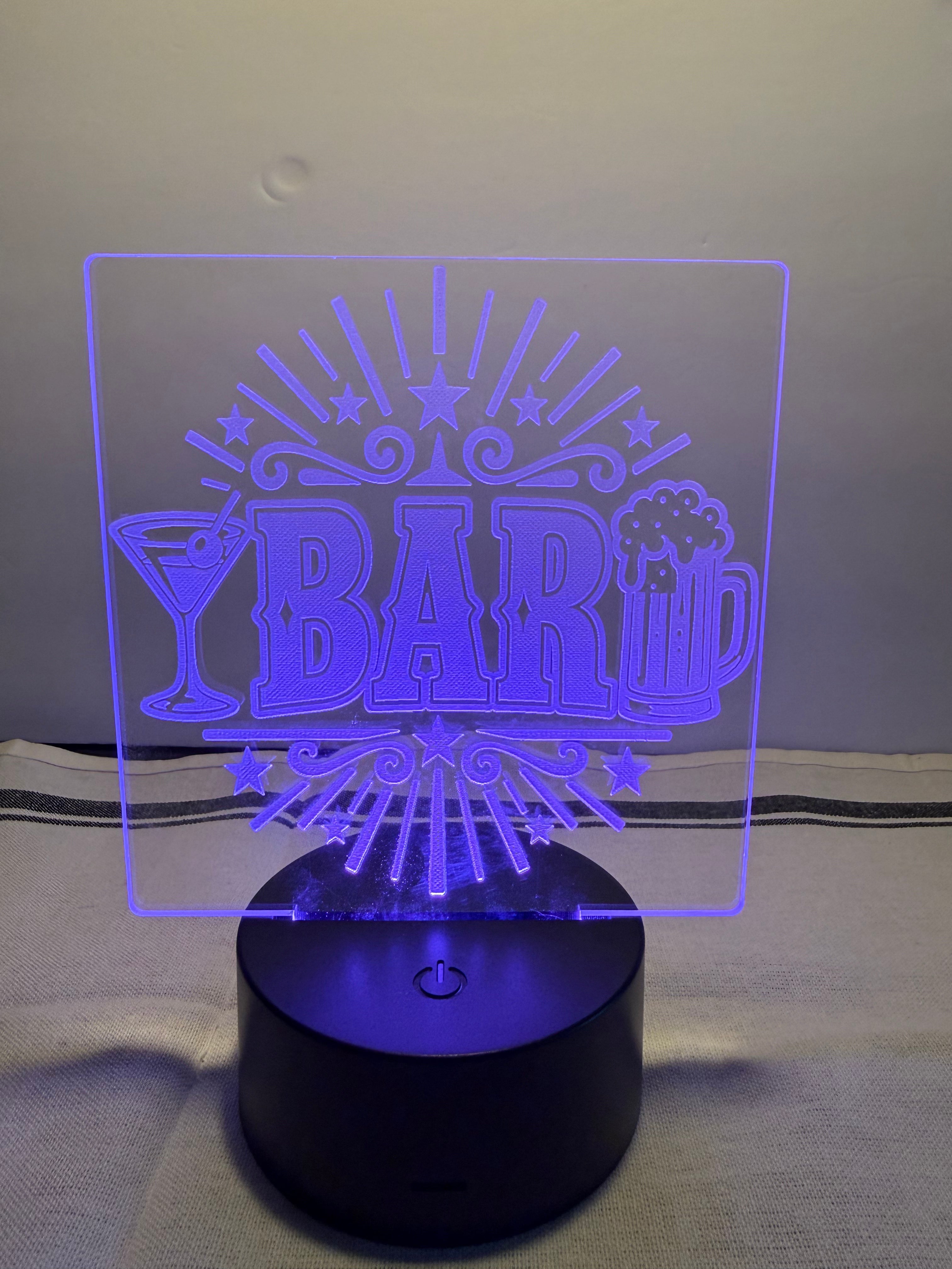 Bar Customized Laser Engraved Acrylic LED (16 color) Light