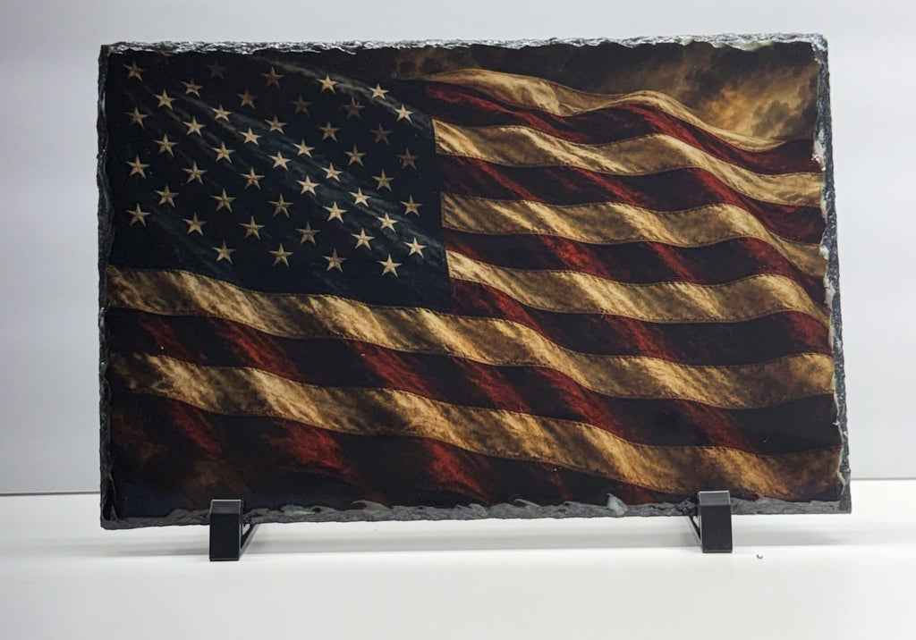 Old Glory Rustic American Flag Photo Slate (11" x 7.5")