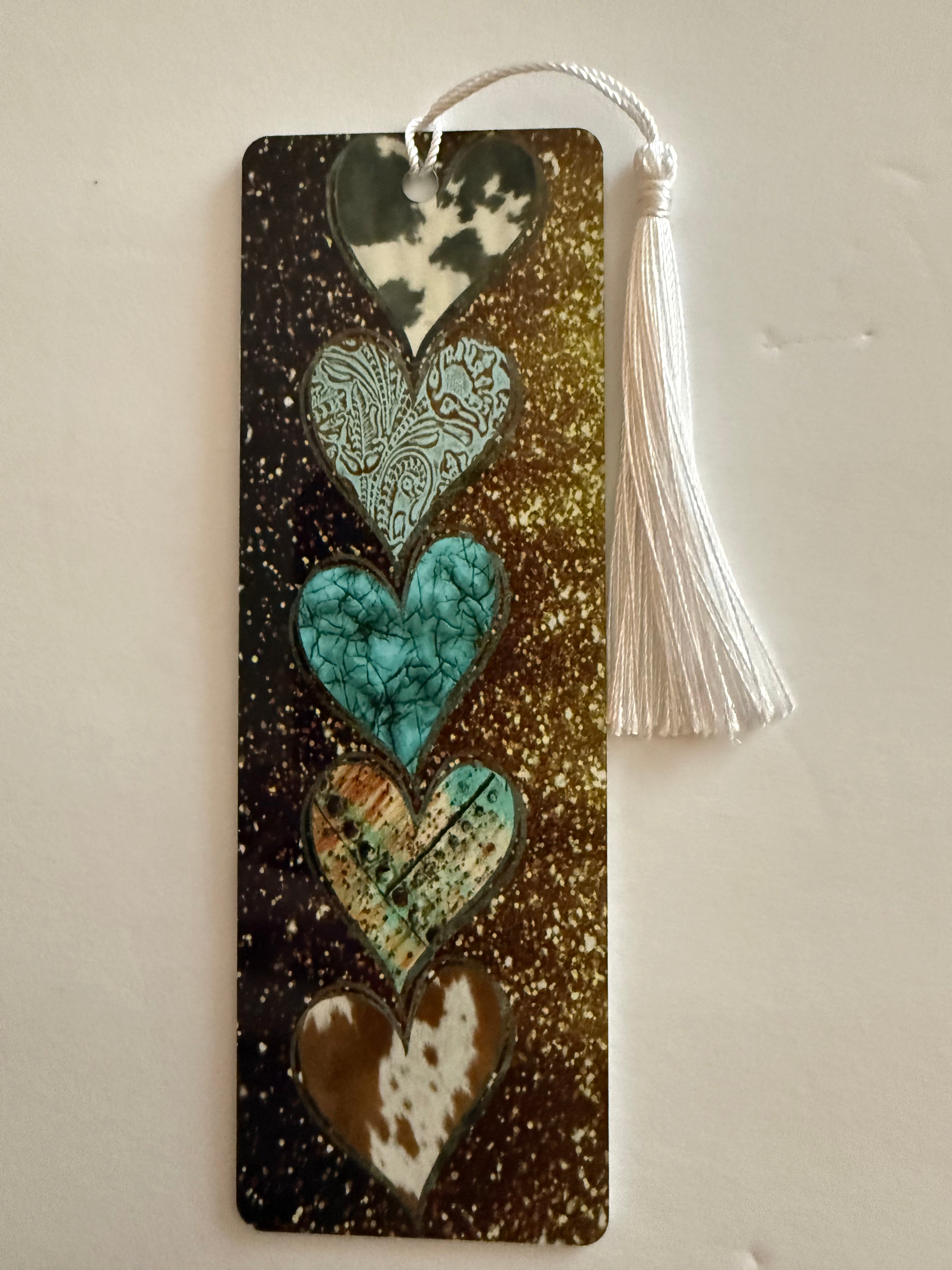 Rustic Turquoise Hearts Bookmark