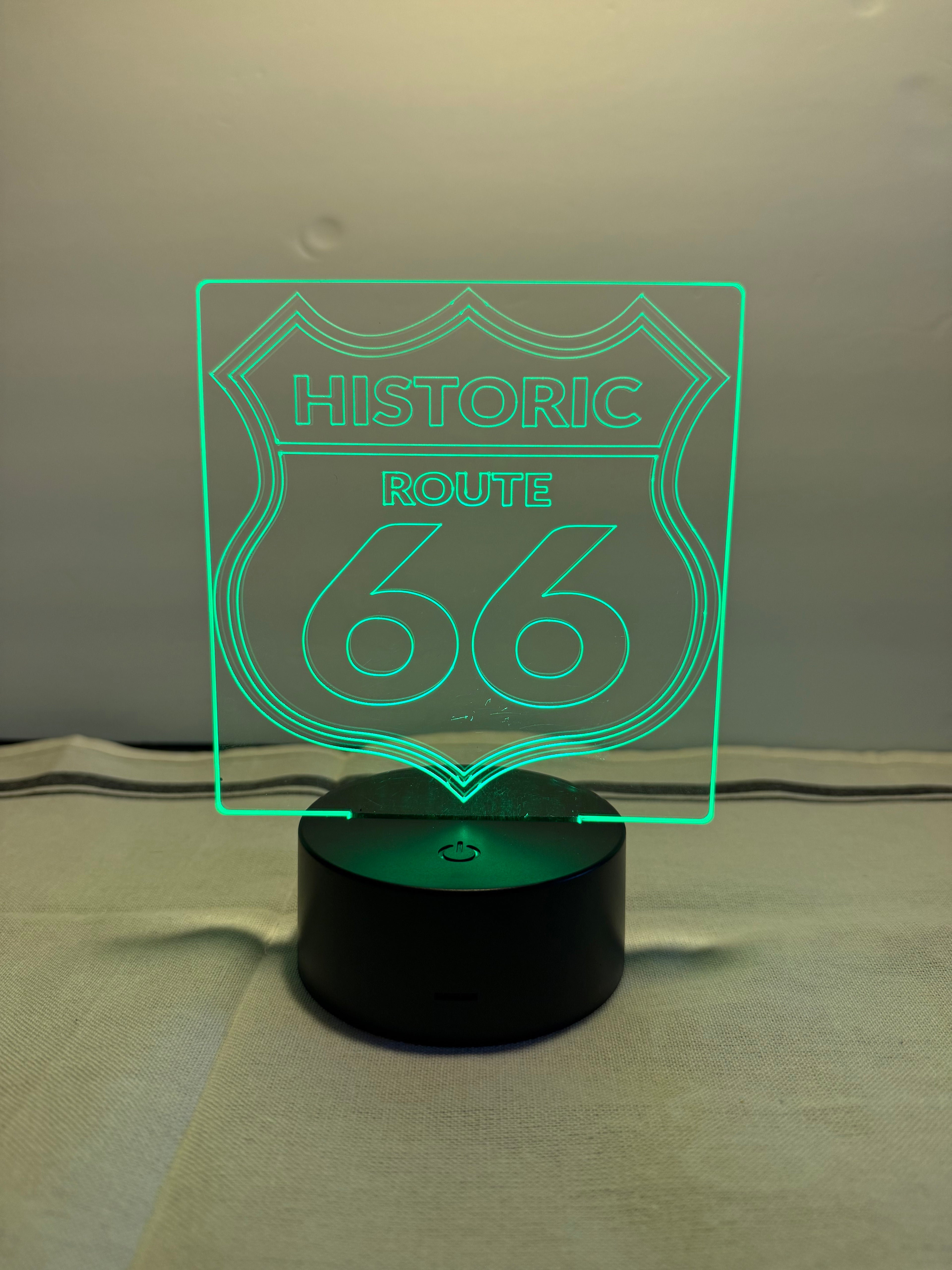 Route 66 Customized Laser Engraved Acrylic LED (16 color) Light