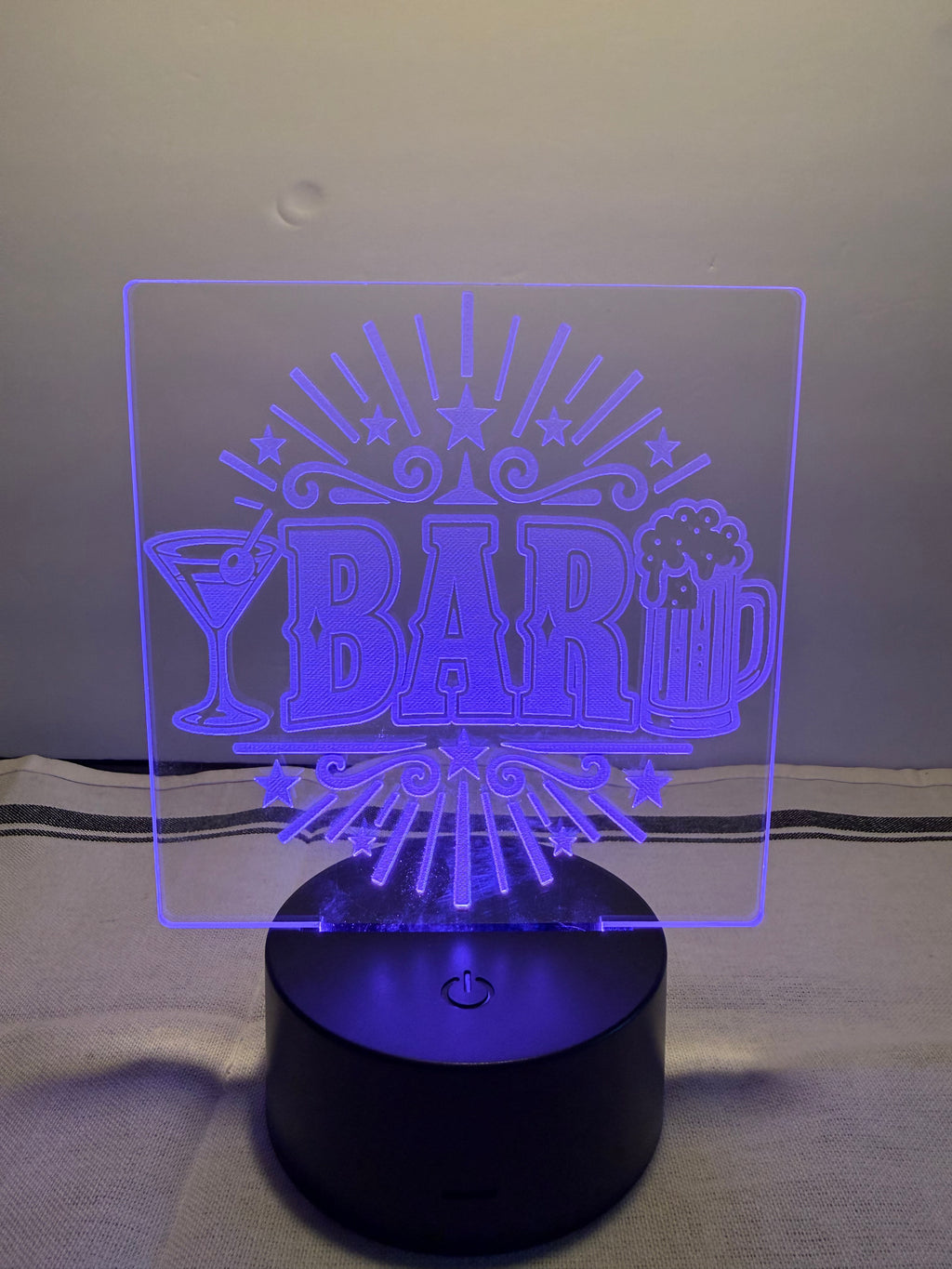 Bar Customized Laser Engraved Acrylic LED (16 color) Light