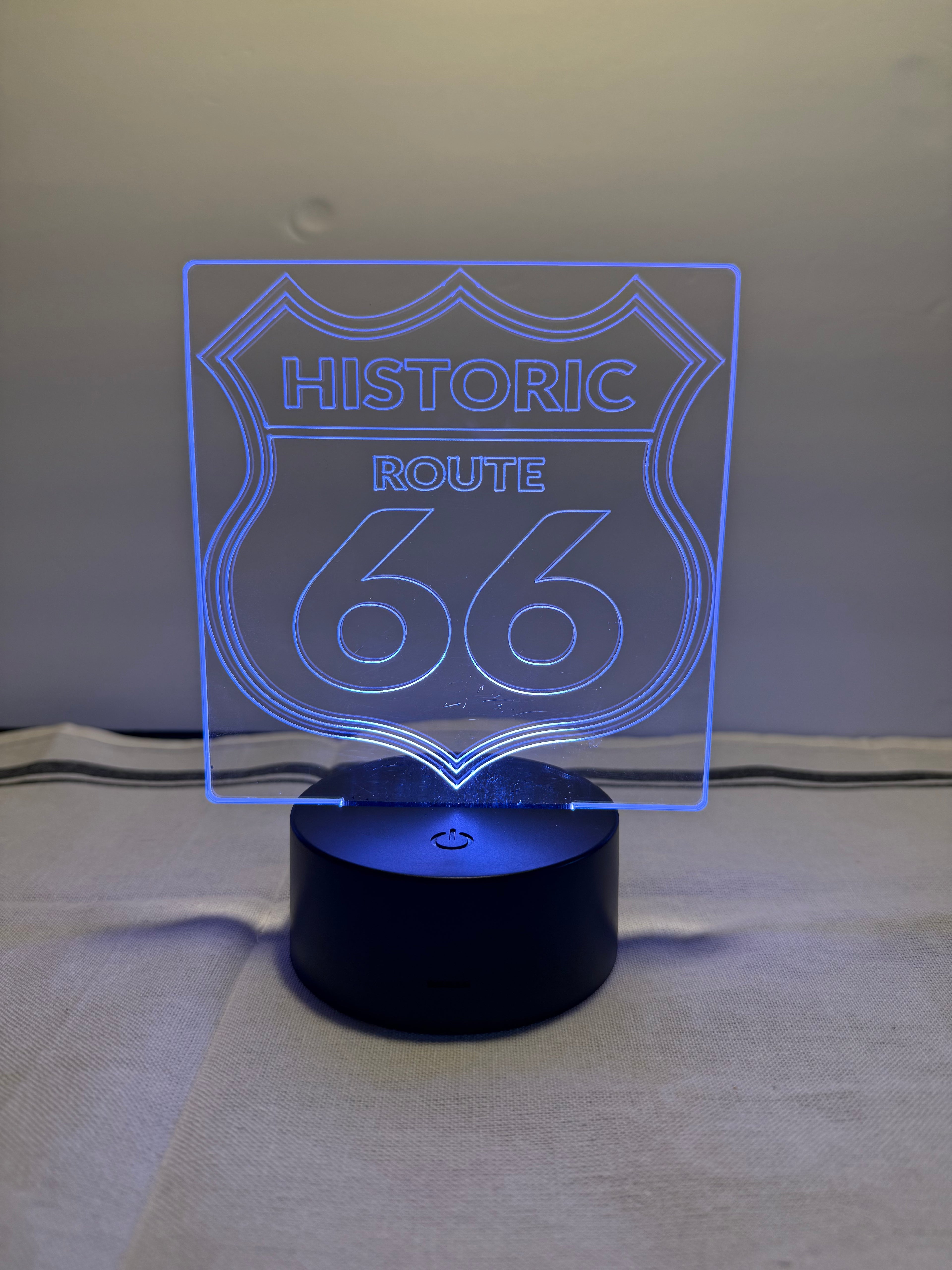 Route 66 Customized Laser Engraved Acrylic LED (16 color) Light