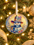 Cowboy Snowman Glass Christmas Ornament