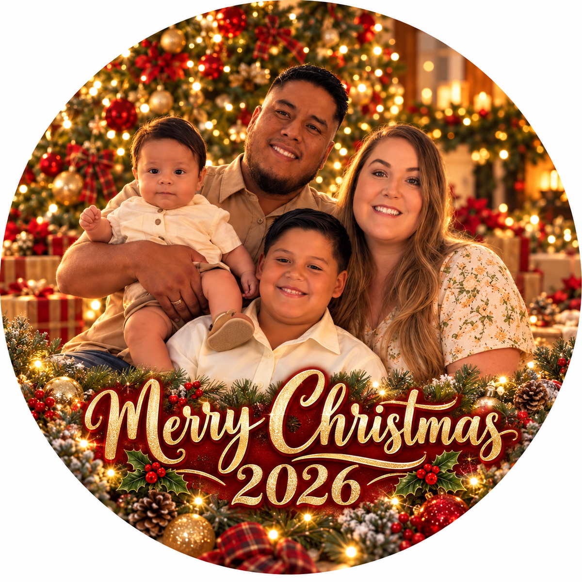 Personalized Family Glass Christmas Ornament