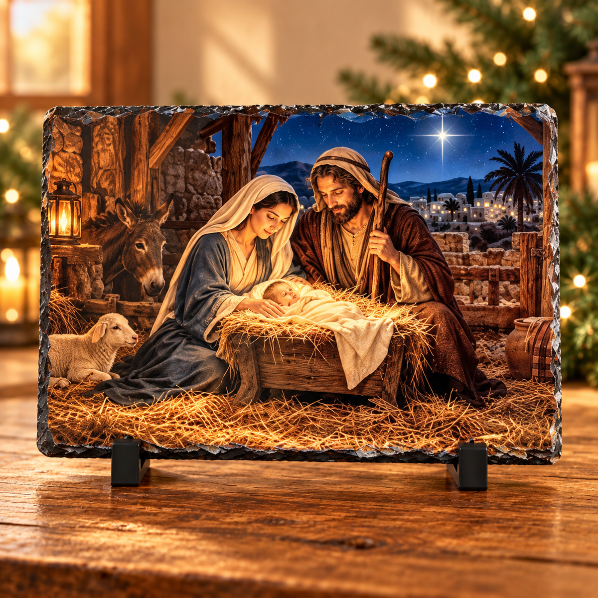 Nativity Scene Christmas Photo Slate (11.5" x 7.5")