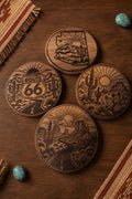 Desert Themed Engraved Wood Coasters 4" Round