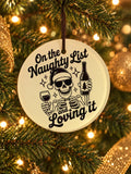Naughty List Glass 4" Ornament
